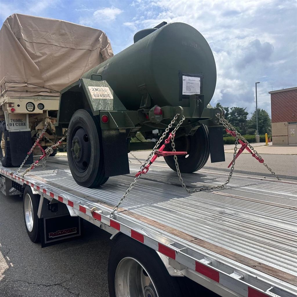 Military Water Tank Trailer — Classified Route — cargo photo 1