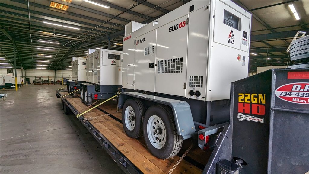 Airman PowerPro SDG65S Generator: A trailer-mounted diesel generator carried as a complete mobile power unit