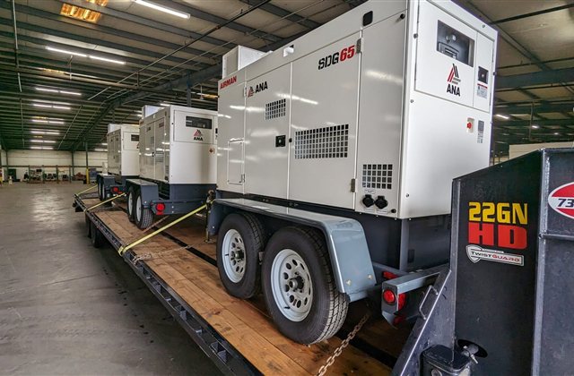 Airman PowerPro SDG65S Generator: A trailer-mounted diesel generator carried as a complete mobile power unit